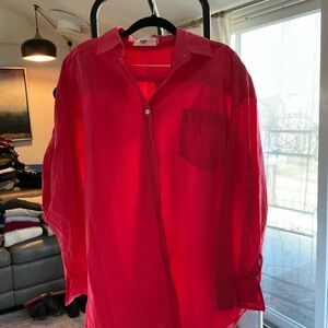 Frankie Shop Oversized Pink/Coral Lightweight Shirt